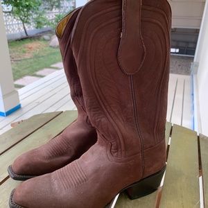 Quality Cowboy Boots Suede Leather Western Mexico Brown Size 8.5